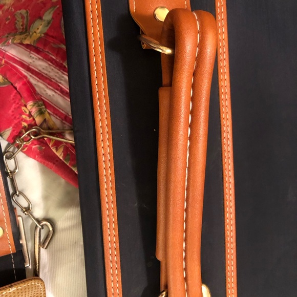 Vintage Royal Cophegan navy with brown trim travel garment hanging bag - Picture 11 of 16